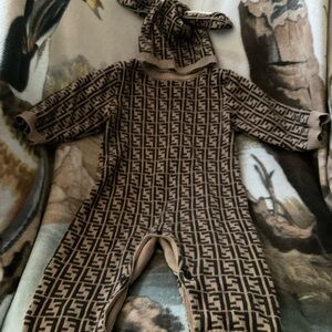 Fendi Brown Monogram Kids Footie